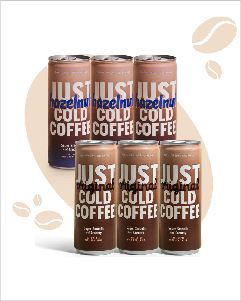 JUST Cold Coffee Duo Pack – 3 Original + 3 Hazelnut (6-Bottle Combo)